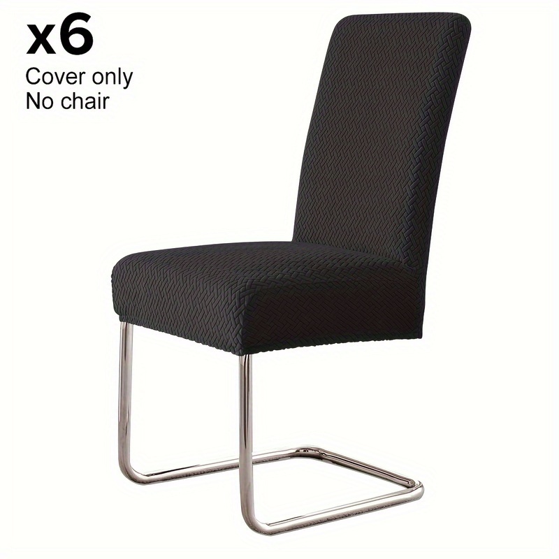 TEMU 4/6pcs Housse de chaise élastique Jacquard 160T Housse de chaise à pieds en fer Housse de chaise de salle à manger pour hôtel, maison, bureau
