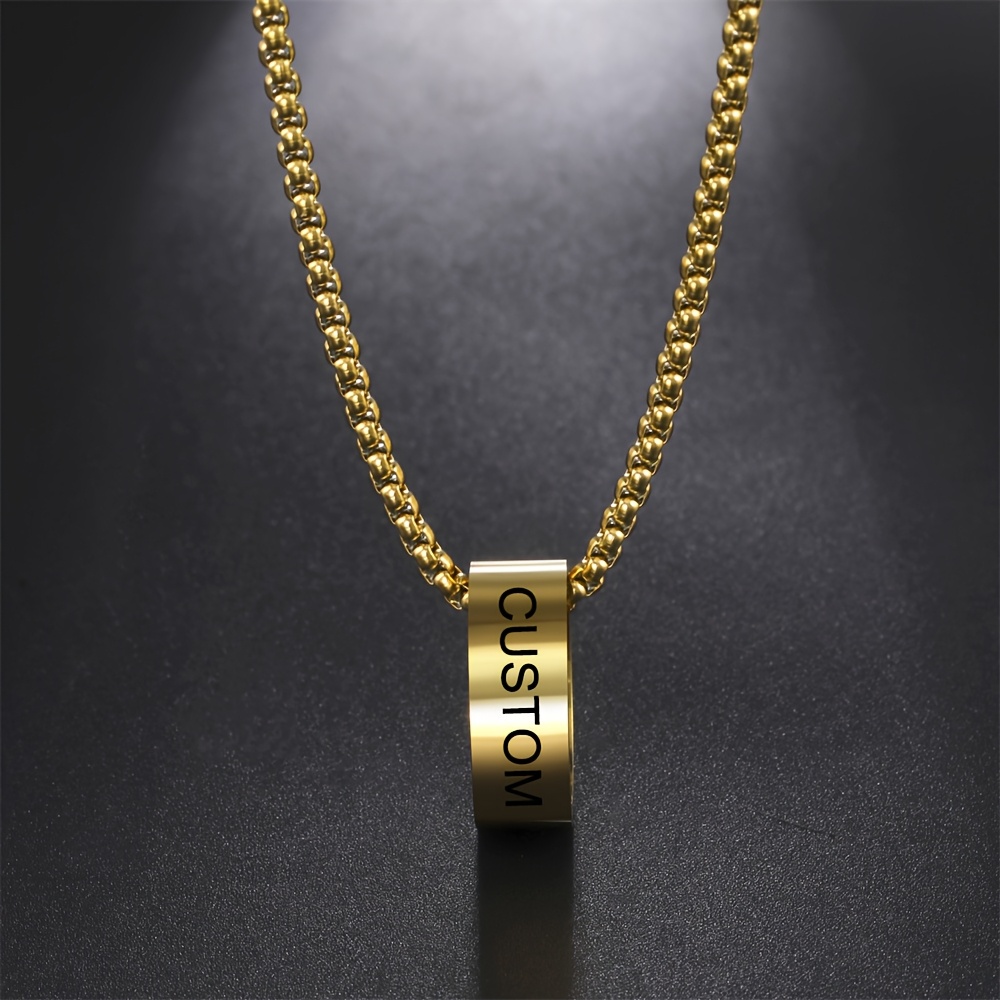Personalized Engraved Name & Date Pendant Necklace