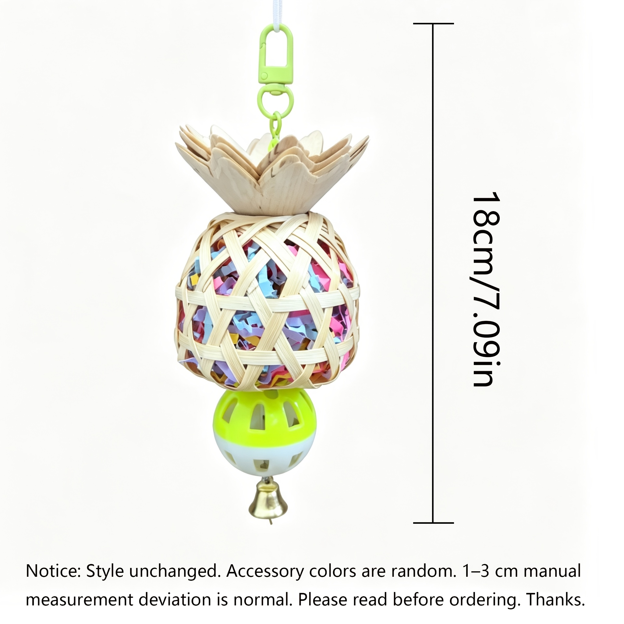 TEMU Pineapple Bird Shredding Toy Suitable For Parrots - Hanging Foraging Chew Accessory With Shreddable Paper, Relax & Mental Stimulation For Small