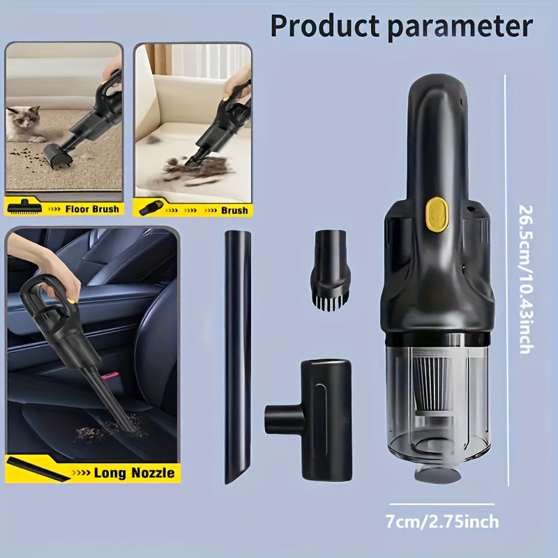 Aspiradora de Mano Inalámbrica con Carga Inalámbrica, Aspiradora Portátil para Coches, con Potente Succión Ciclónica, Adecuada para Vehículos, Oficinas y Hogares, Diseño Multifuncional Lavable, Succión Potente, Perfecta para Navidad, San Valentín