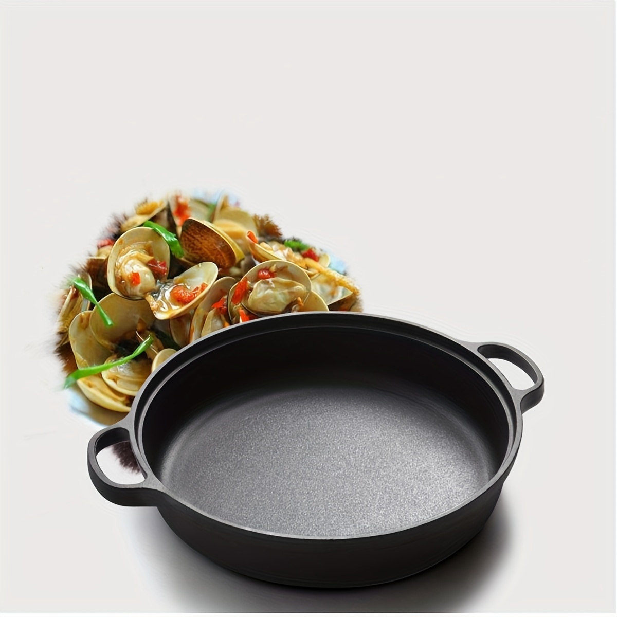 versatile cast   with dual handles healthy   round multi use pan for kitchen and restaurant use details 1