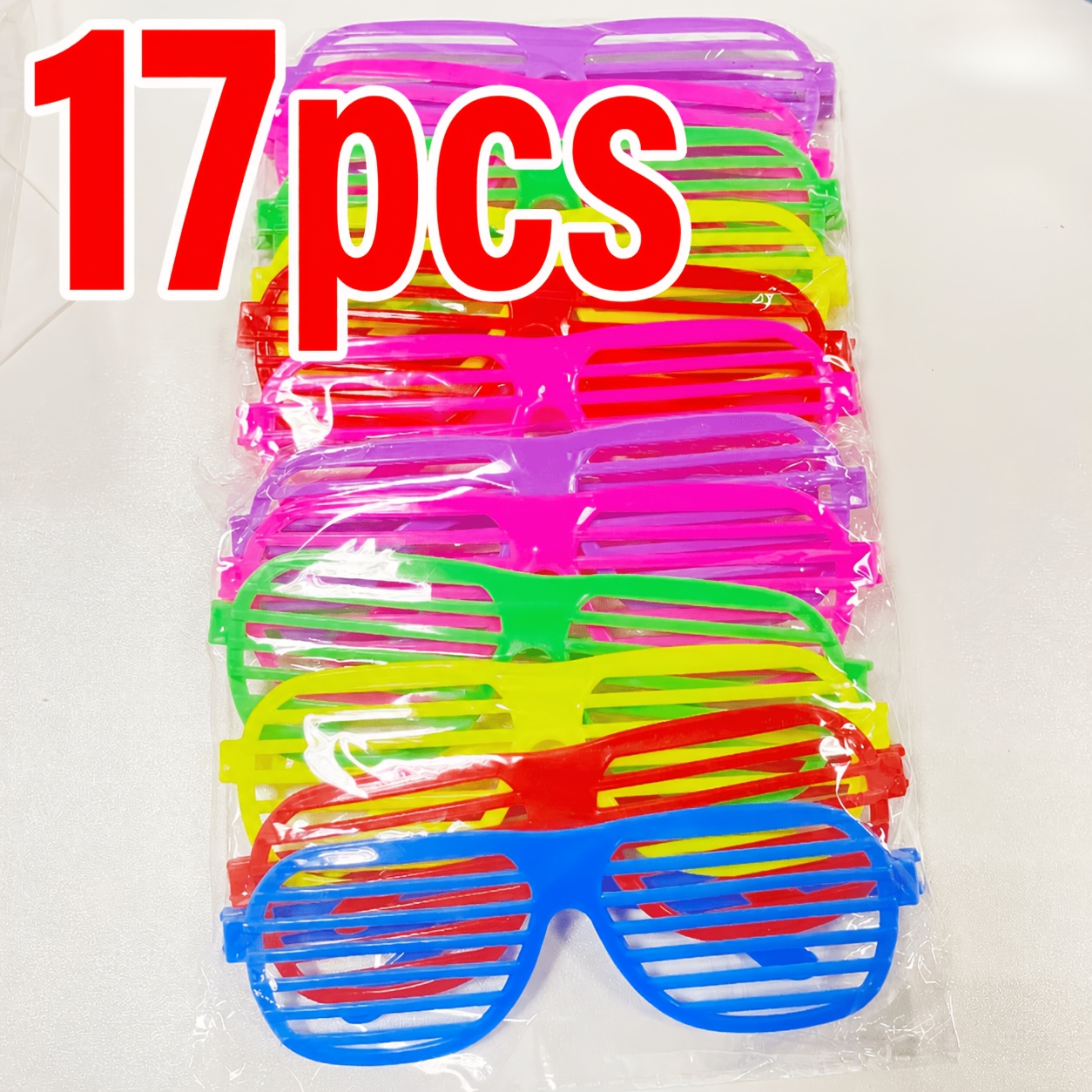 TEMU 17pcs Colorful Blinds Frame Glasses Without Lenses, 80s 90s Retro Party Additions, Plastic Masquerade Decor Glasses, No Power Required, Random