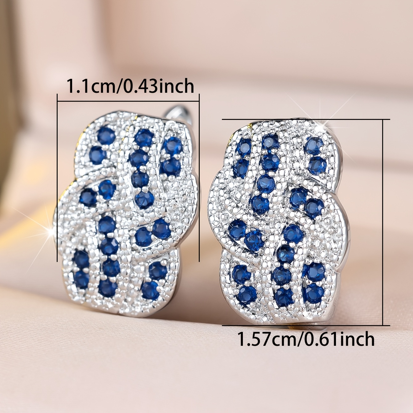 Elegant Round Synthetic Zirconia Wave-Shaped Earrings