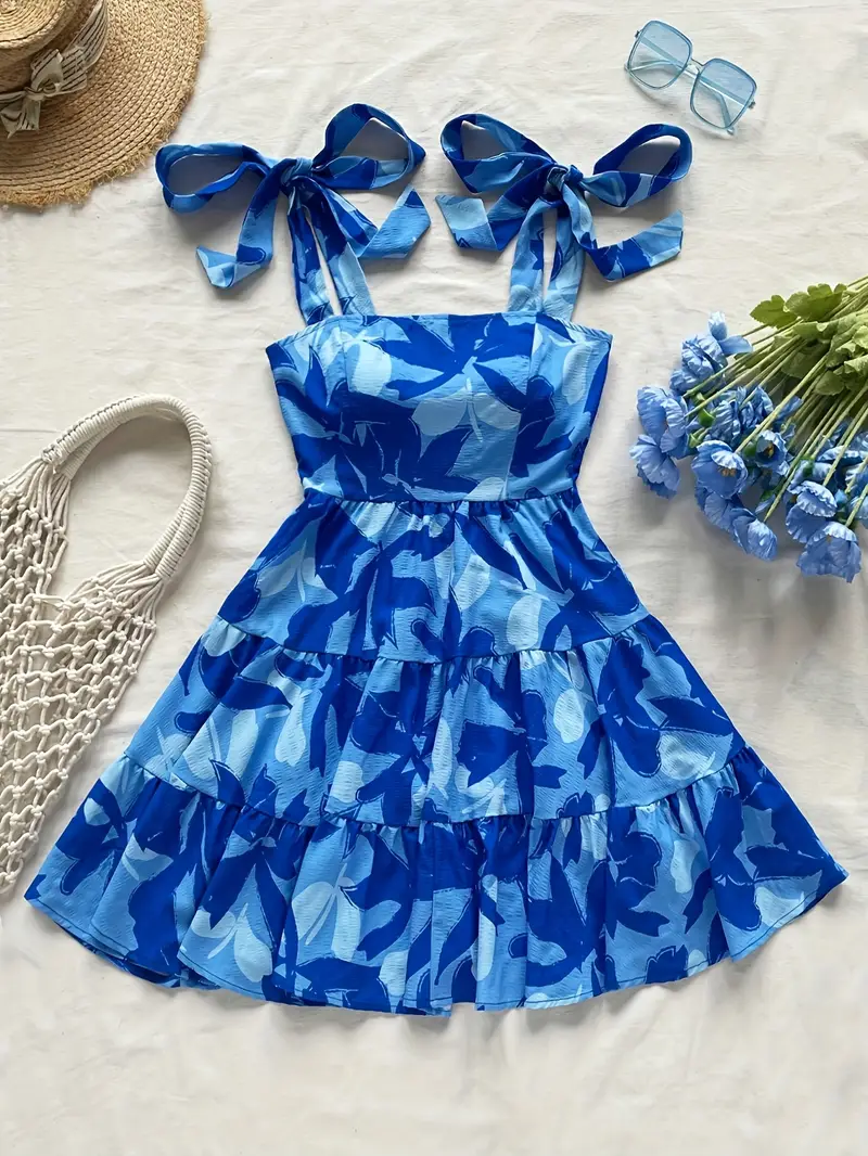 elegant blue floral layered mini dress sleeveless ruffle hem - Temu Bahrain elegant blue floral layered mini dress sleeveless ruffle hem - Temu Bahrain