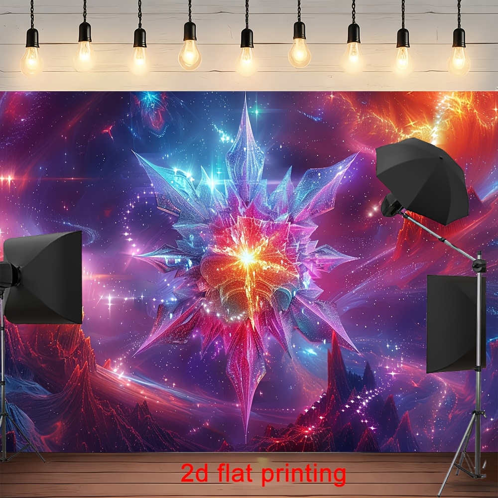 immagine dell'articolo Sfondo fotografico 2D piatto, 1 pezzo, con stella psichedelica e sfondo cosmico, adatto per servizi fotografici, videografia, cattura l'essenza con isole fluttuanti surreali e vivaci, luci eteree per Instagram, YouTube, scatti commerciali - Atmosfera, 2D piatto