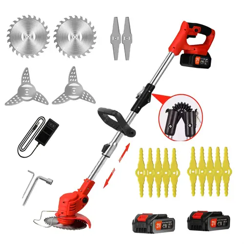 electric weeder battery powered weeder lawn trimmer 21v electric weeder cordless lightweight battery weeder with 2 batteries for lawn garden yard mowing