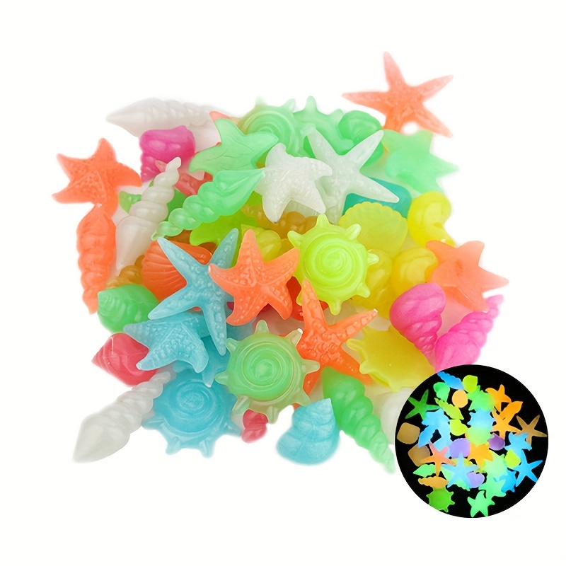 

100pcs Small Marine Animals Starfish, Shell, Conch, -the-, Fish Aquarium Landscape -the-, Conch Shell, Fluorescent Pebbles, Colored Jewelry Accessories, -the