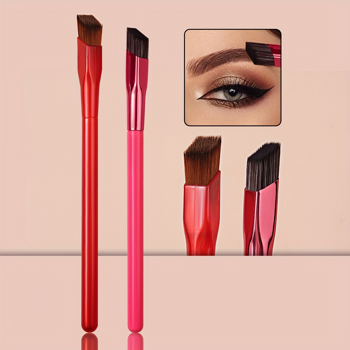 

2pcs Wild Eyebrow Brush Multifunctional Simulated Eyebrow Hair Makeup Brush Square Stereoscopic Painting Hairline Eyebrow