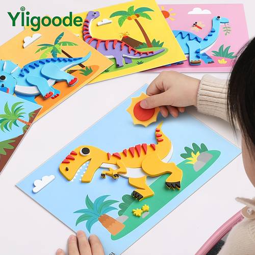 20pcs stickers handmade diy creative painting kit set for beginners teaching students or christmas gifts birthday presents cartoon animal drawing stickers craft puzzles back to school gift