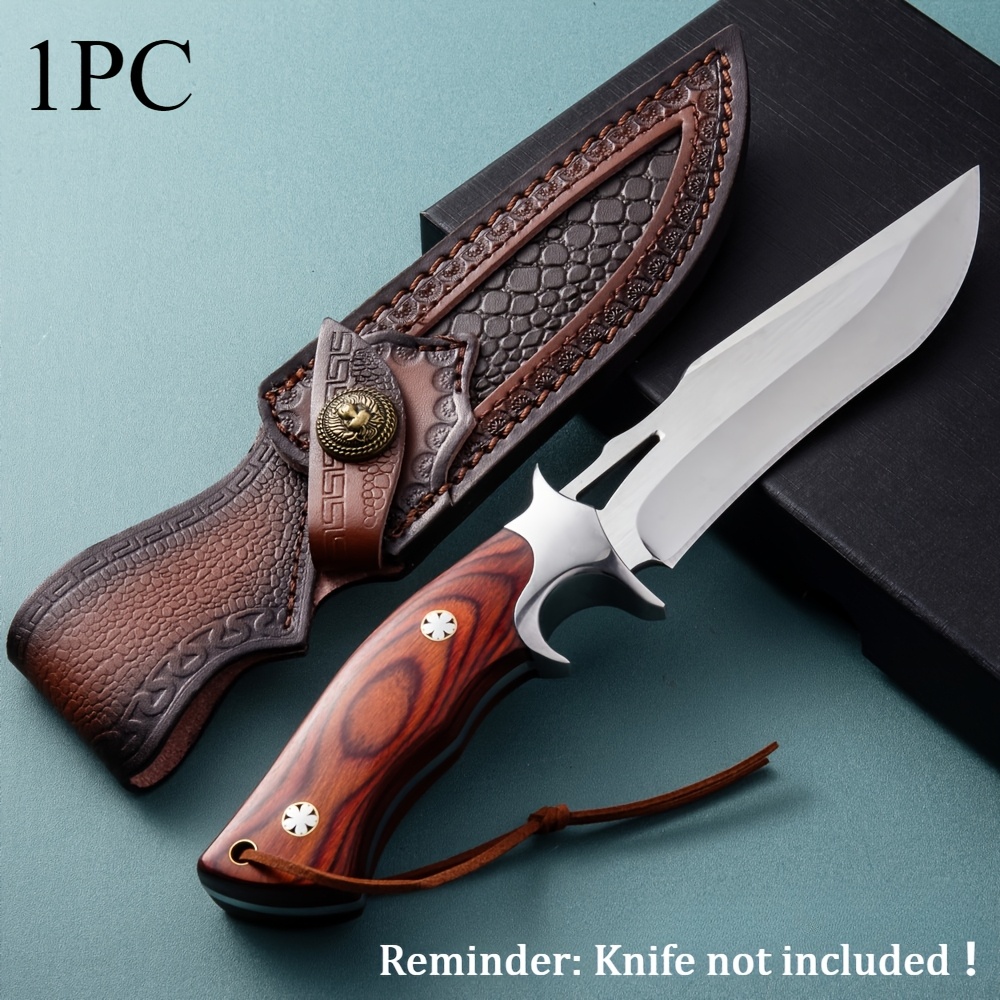 

Premium Leather Knife Sheath With Belt Loop - Dual-layer Cowhide Outdoor Camping & Kitchen Knife Protector, Handcrafted Waist Hanging Cover For Home And Restaurant Use