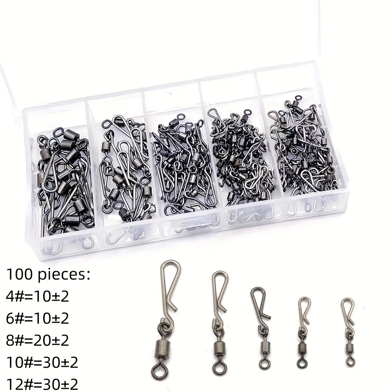 Image of 100pcs Of Swivel And Hanging Pin Connectors, Supplies For Fishing And Sea Fishing, Small Additions For Fishing Gear