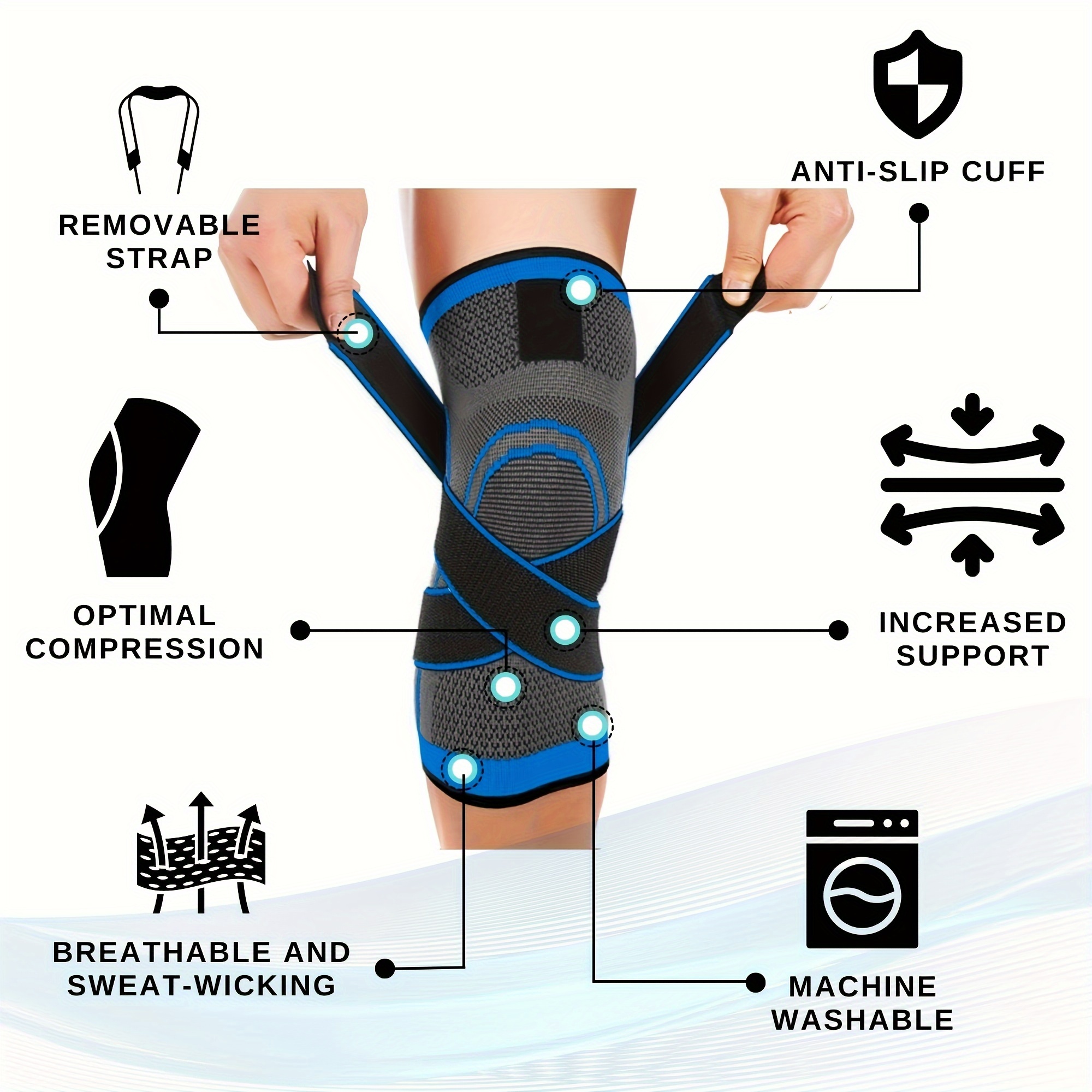 2pcs adjustable knee support braces for men women   stability   breathable knit fabric with   ideal for running cycling exercise green black best for christmas details 2