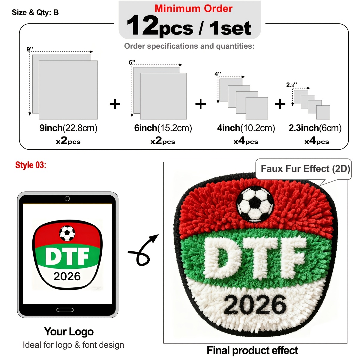 TEMU 12/16pz/set Patch Termoadesive 2D Personalizzabili per Abbigliamento, Magliette, Federe, Denim e Tessuti Scuri/Chiaro per Stampa Fai-da-Te a