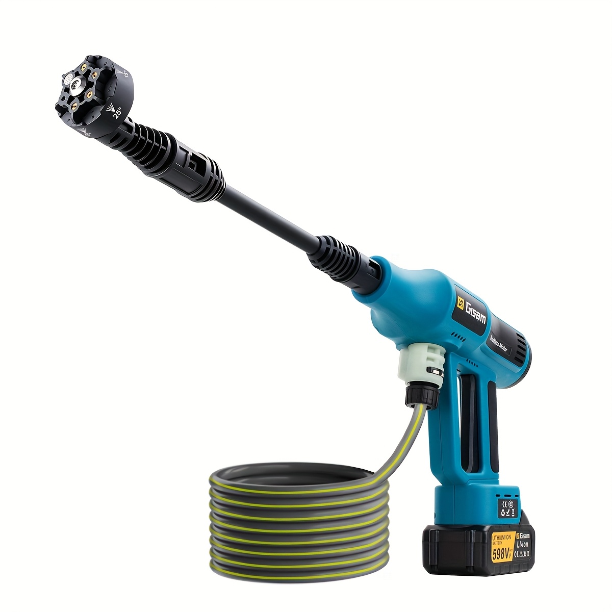  cordless pressure washer gun with screen, 6-in- spray nozzles (wide/angle/spot/ ), 4 adjustable gears, portable cleaning machine with carry case for cars, trucks, motorcycles, patio, driveway, garden - heavy-duty electric pressure washer, outdoor cleaning tool, , sleek , durable metal body, construction Product details 6