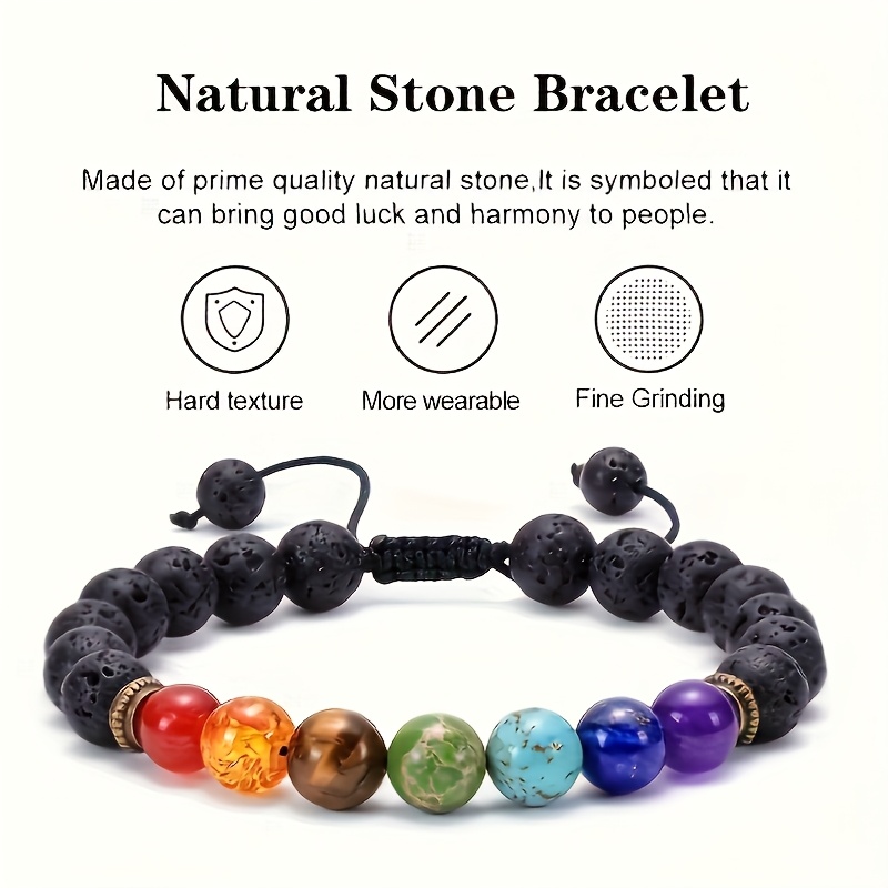 Adjustable Bohemian Stone Bead Bracelet Chakra Stones Balance & Relax