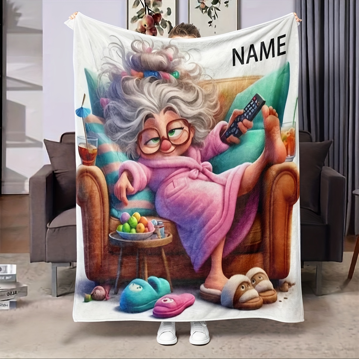 TEMU personalizada de 1 pieza cómoda para estar en el sofá la TV, regalo para ancianos para