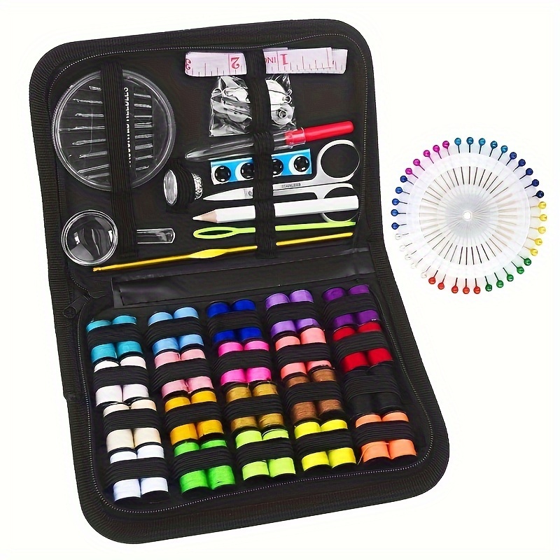VelloStar Kit de costura para adultos y niños: 100 accesorios y suministros  de costura, hilos de 24 colores, kit de aguja e hilo para pequeñas