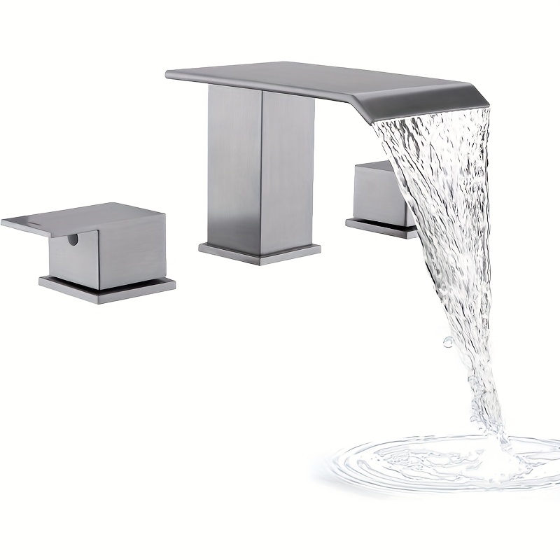 SANKECAO 8-Inch Widespread Bathroom Faucet - Square 3-Hole Mixer with Drain