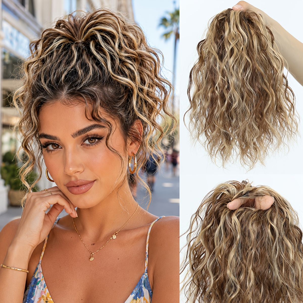 TEMU de cheveux bouclés en laine moelleuse, boucles ondulées et moelleuses, peut créer rapidement un haut crâne haut, convient pour les quotidiens, ,