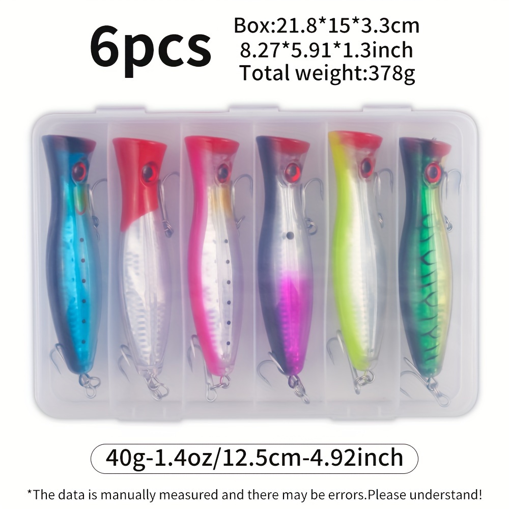 

6pcs Lure Fishing Set, 40g/12.5cm - Realistic Popper, Abs Material -