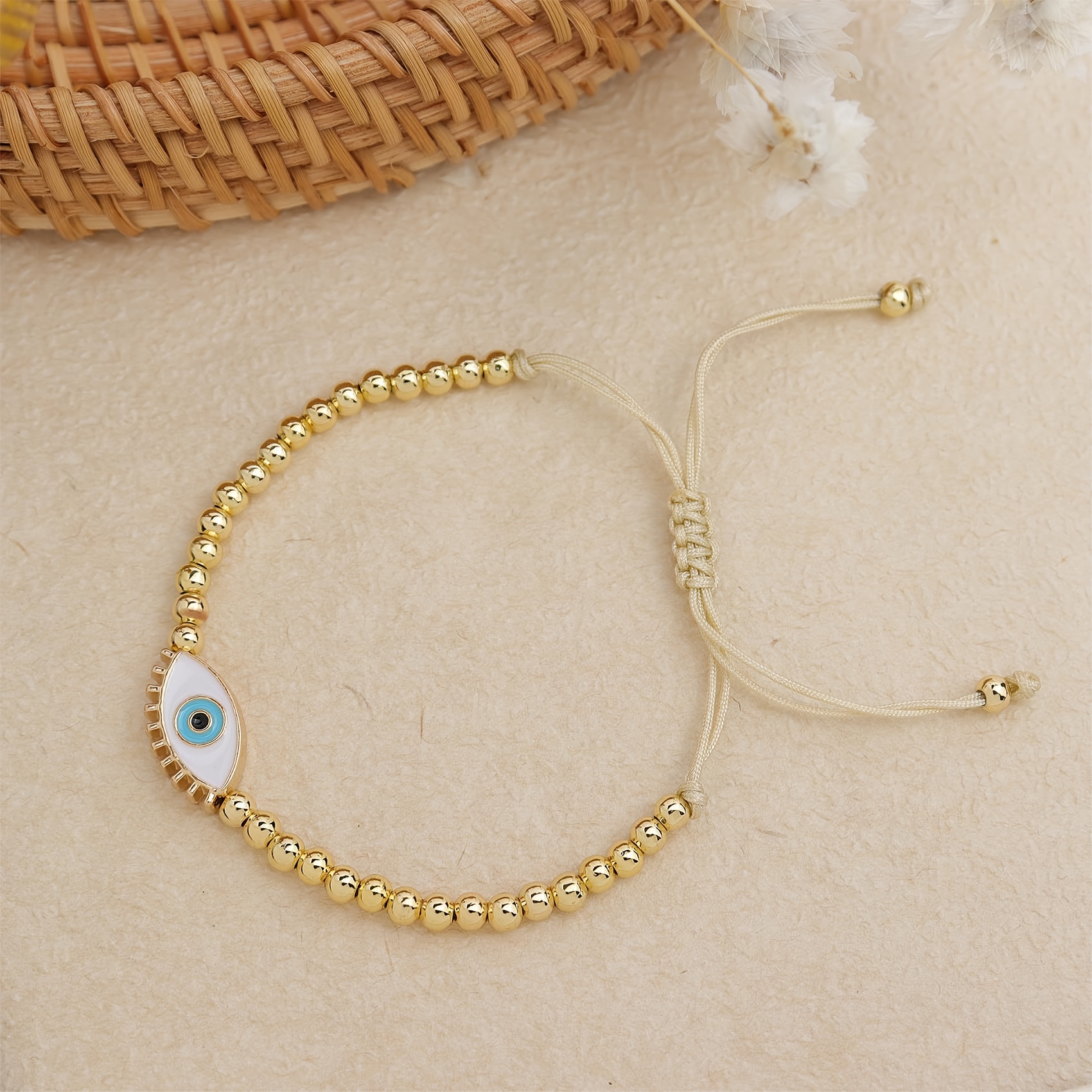 Bohemian Evil Eye Beaded Bracelet for Women, Adjustable Gift