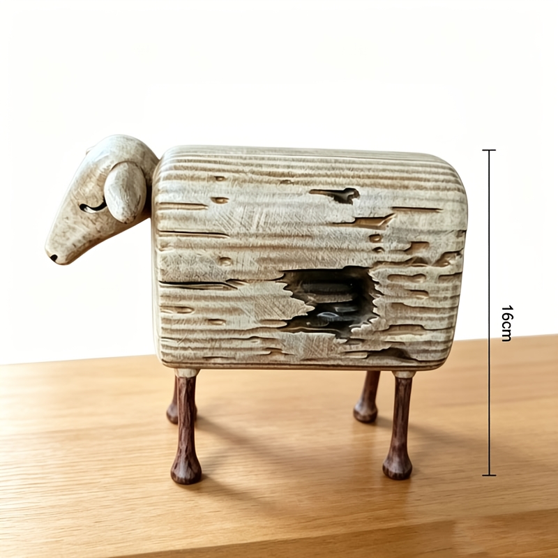 TEMU Vintage Farm Animal Figurines Rustic Sheep Sculptures Farmhouse Primitive Decor, Vintage Style Animal Statues For Mantel Shelf Tabletop Home
