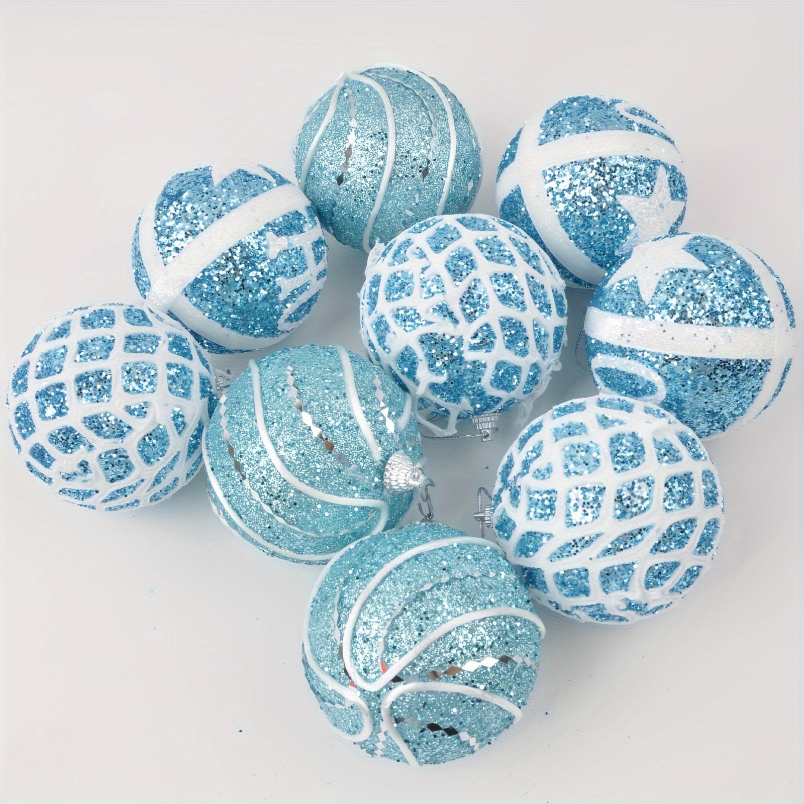 Image of 9pcs 3.15 Inches/8cm Blue Christmas Balls For Christmas Tree Decoration Shatterproof Hanging Ornaments Holiday Party Home Indoor Outdoor Decor