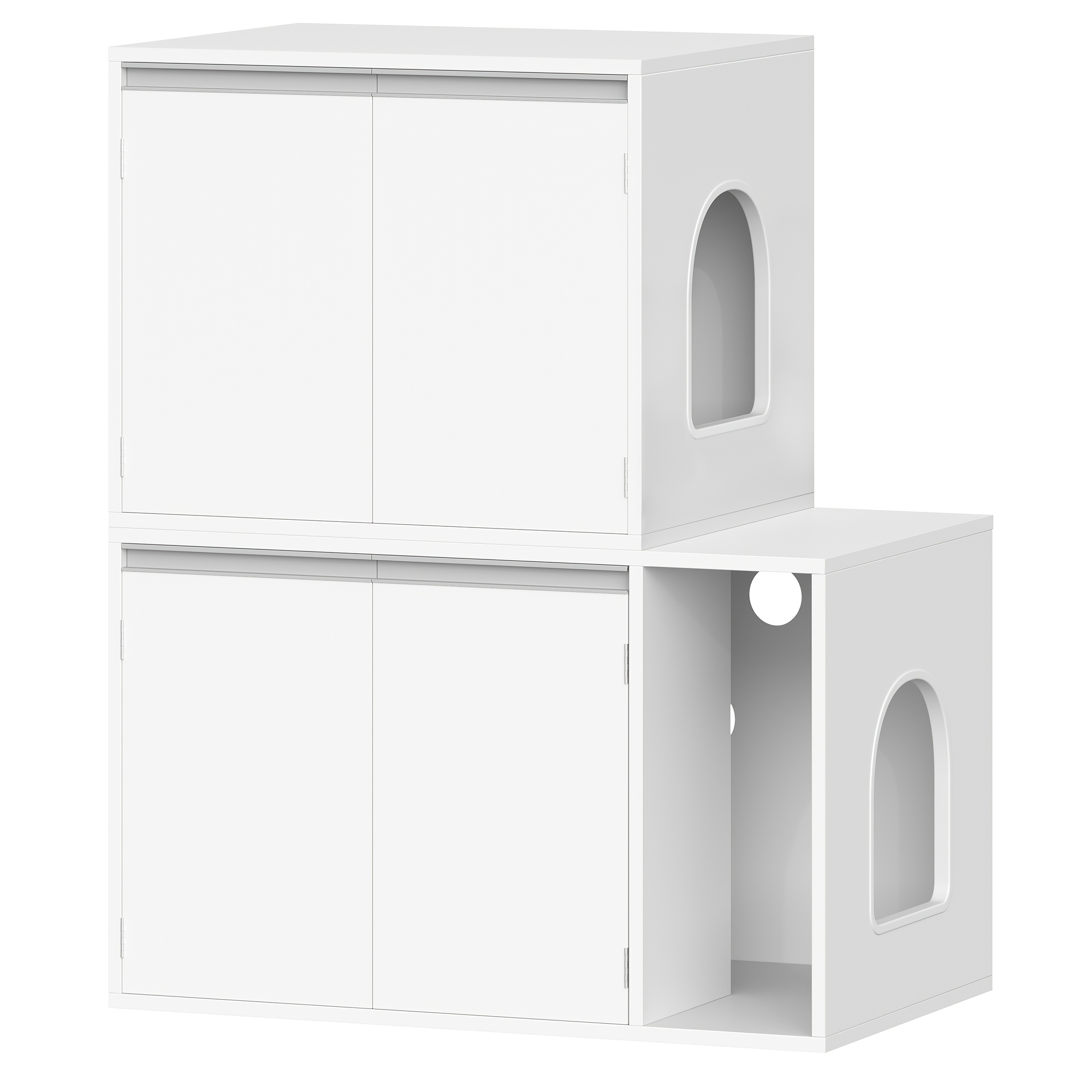 Image of Cabinet | Hidden Cat House With Double Compartments, Used Cabinet, Laminated Wood, 140 X 48.3 X 48 Cm, White - Hzuaneri