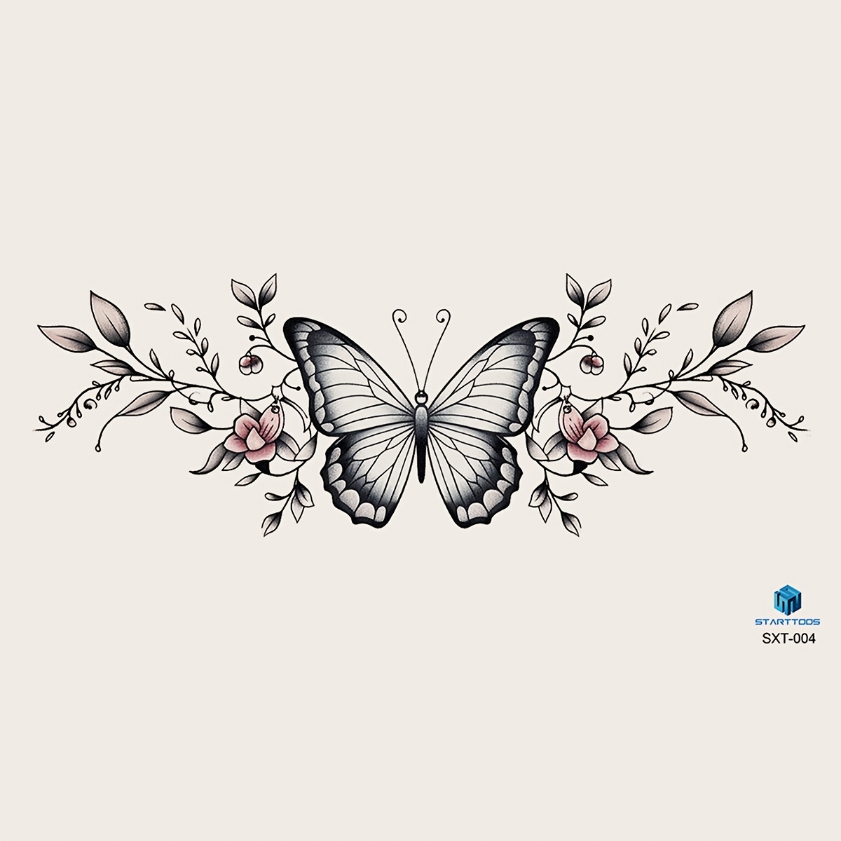 Large Size Chest Tattoo Sticker Floral Pattern Women' Party Holiday Gift Body Decoration Chest Abdomen Back Temporary Tattoo Stickers 1pc