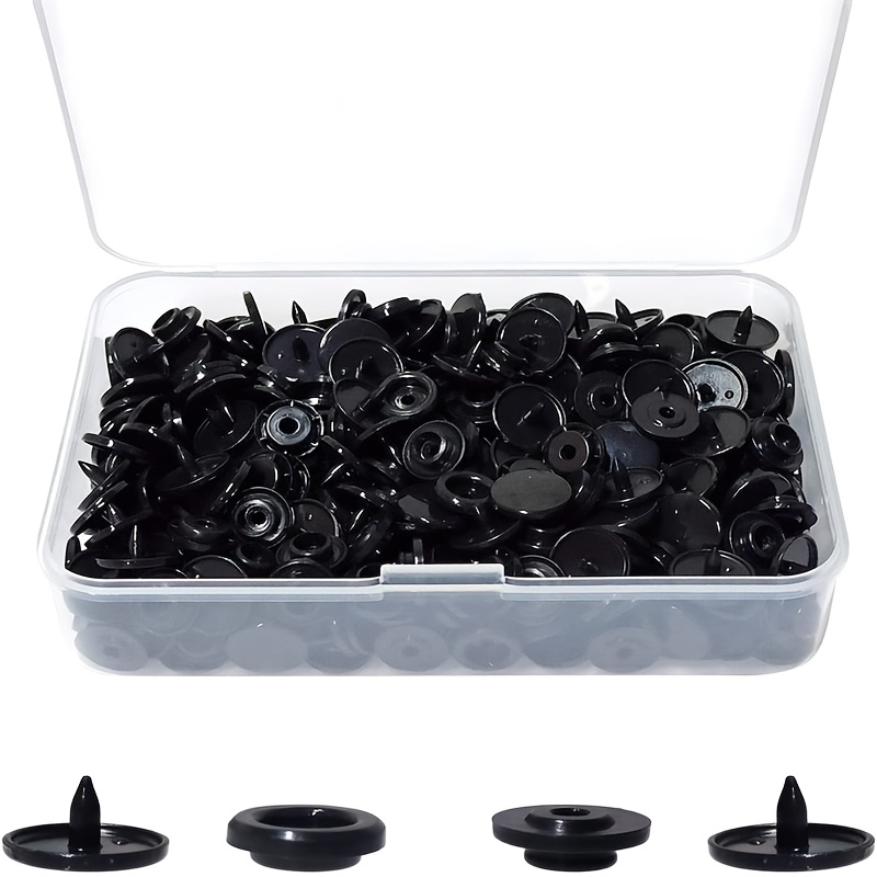 

100pcs T5 Black Plastic Snaps Round Resin Buttons For Clothing And Diy Crafts - Snap Buttons For Fabric, Upholstery, And Craft Projects