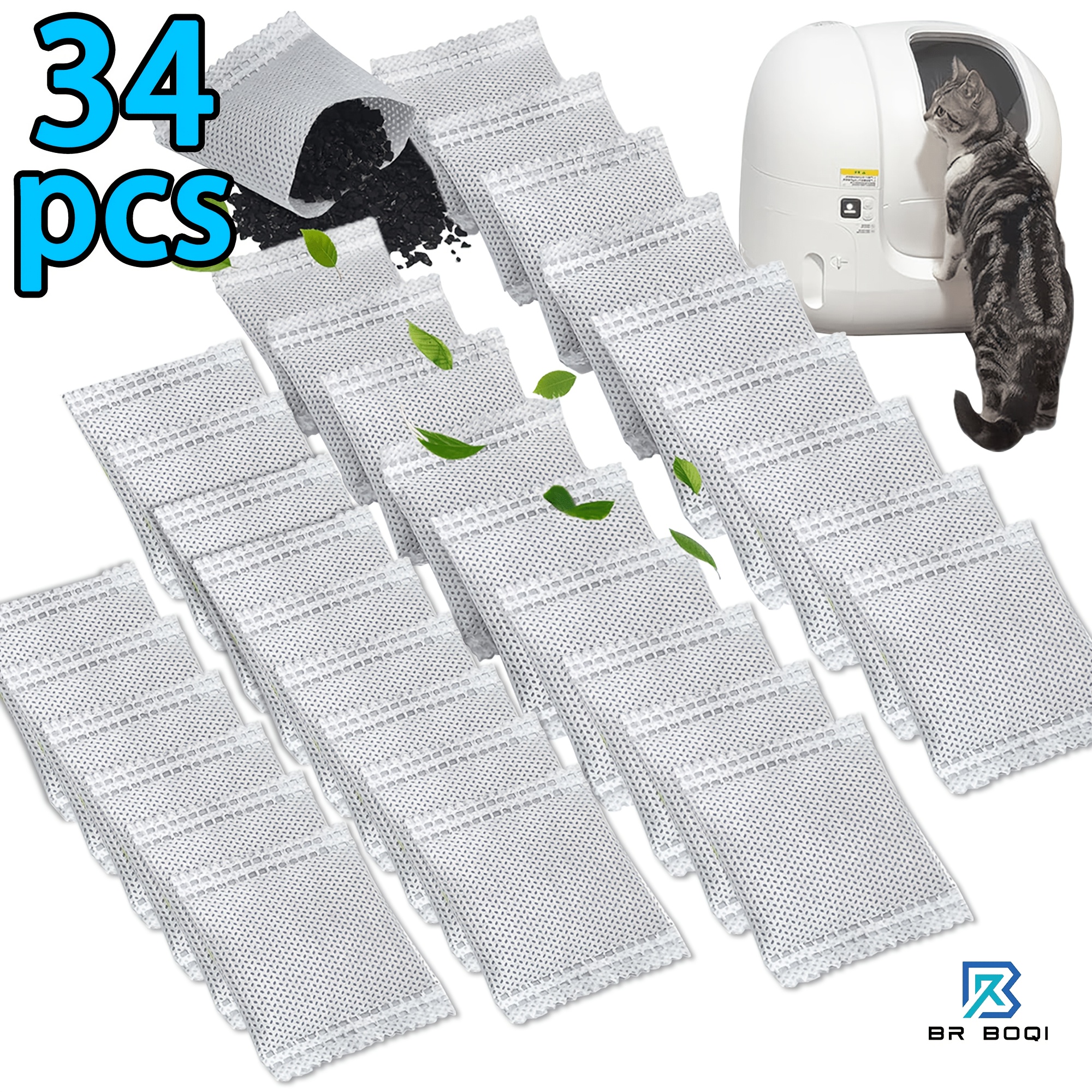 Temu – TEMU 34pcs Natural Activated Carbon Odor Eliminator Bags Suitable For Automatic Cat Litter Boxes, Deodorizing Replacement Refills For Litter Toilets,