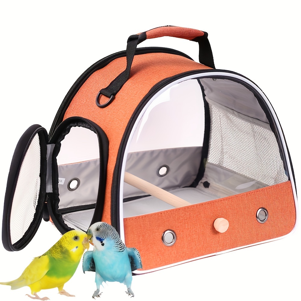 

Alt-u Portable Bird Travel Carrier Cage, Linen Zipper Closure, Small Bird Carrying Cage For Budgies, Parakeet, Parrot, Conure, Cockatiel, Wooden Perch Mount, Absorbent Pad, Soft Mat, Airline Approved