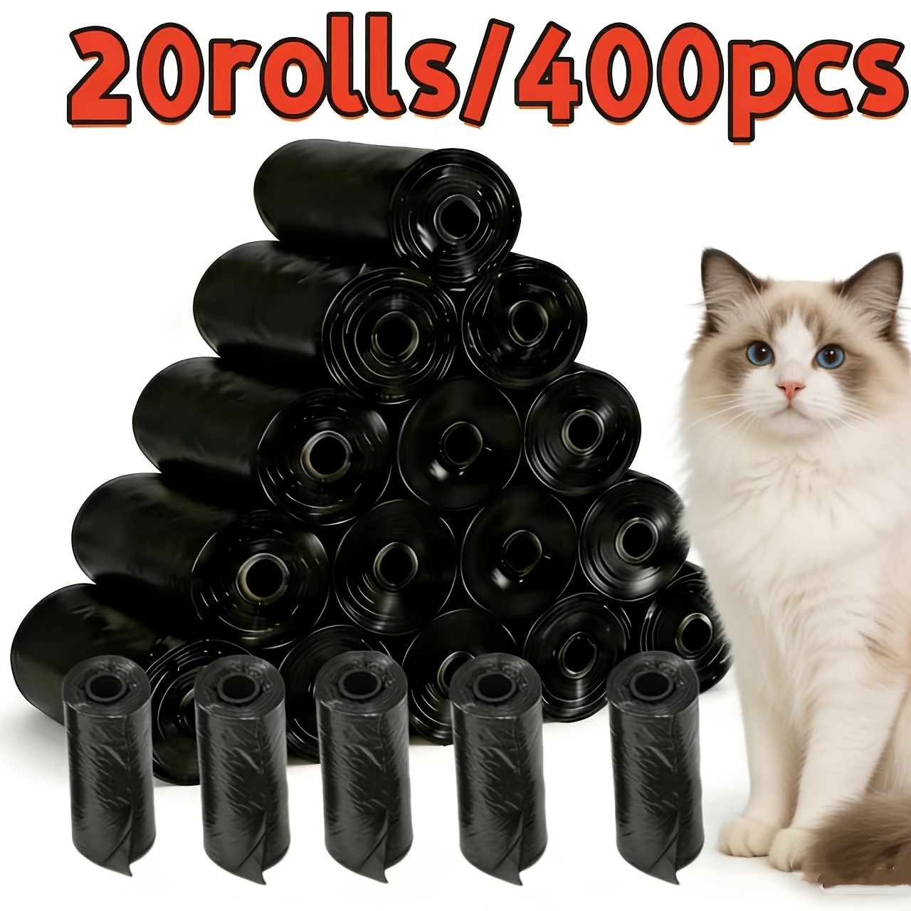 TEMU 20rolls/400pcs Practical Pet Poop Bags, Strong And Stretch-resistant, Good Leak-proof Effect, Convenient To Draw And , Suitable For Indoor And