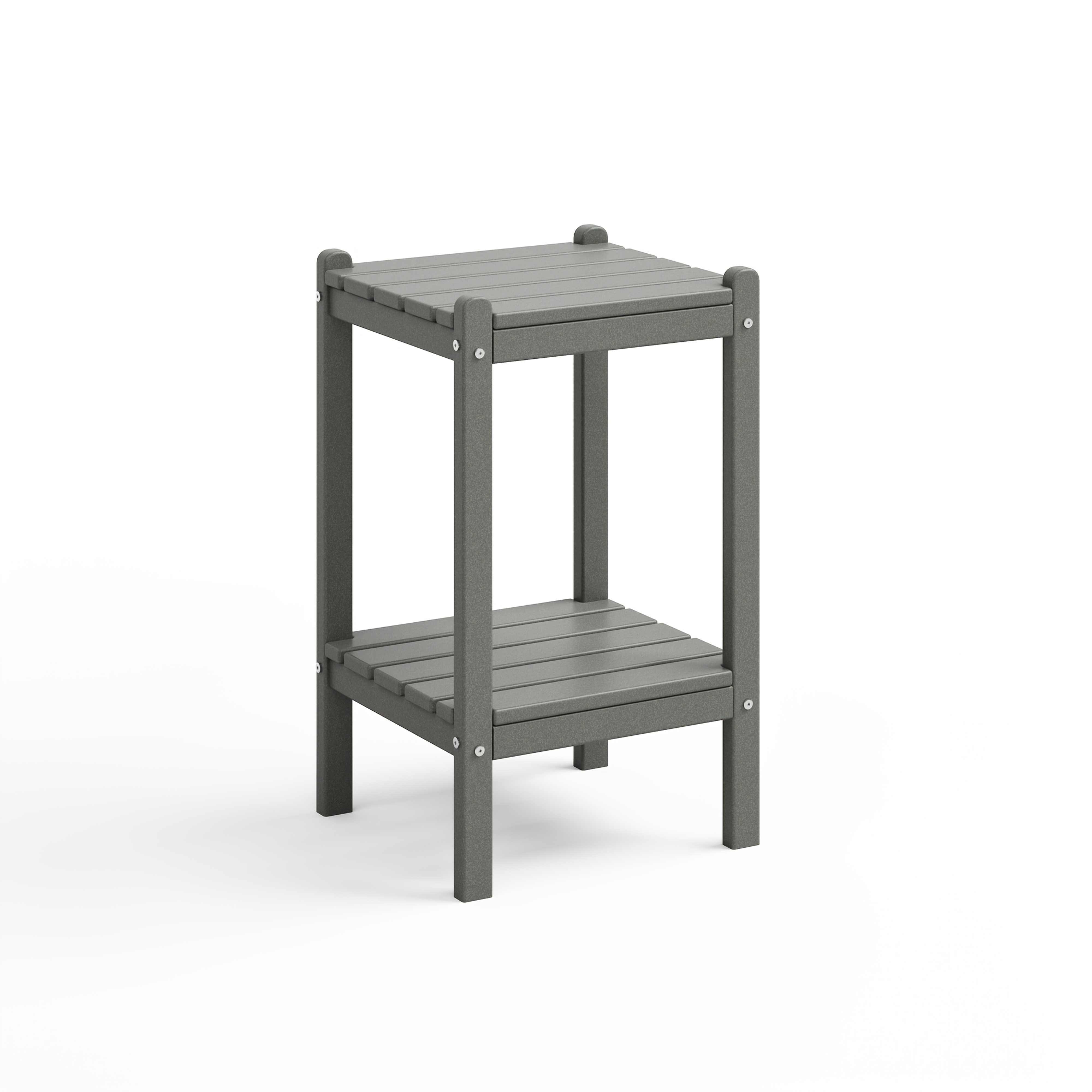 Outdoor HDPE Double-layer High Side Table, Leisure Side Table with Double-Layer Storage Design, Multifunctional Small Coffee Table, for Courtyard, Pool, Terrace And Balcony, Gray
