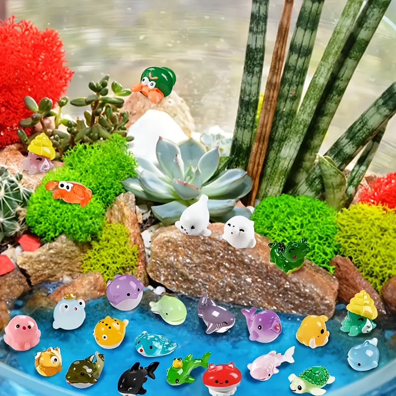 cute cartoon ocean animal figurines 30pcs mini ocean resin - Temu