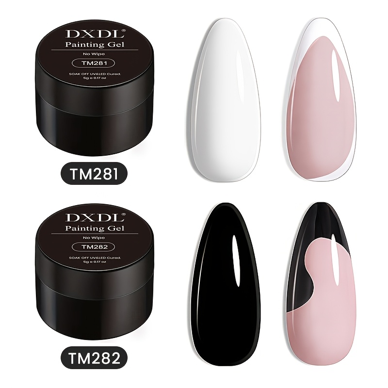 Image of Dxdl 2pcs 5g Painting Gel Nail Polish Set, Solid Gel Nail Polish, Soak Colors Painting Gel Nail Polish For French Nails Art Diy At Home