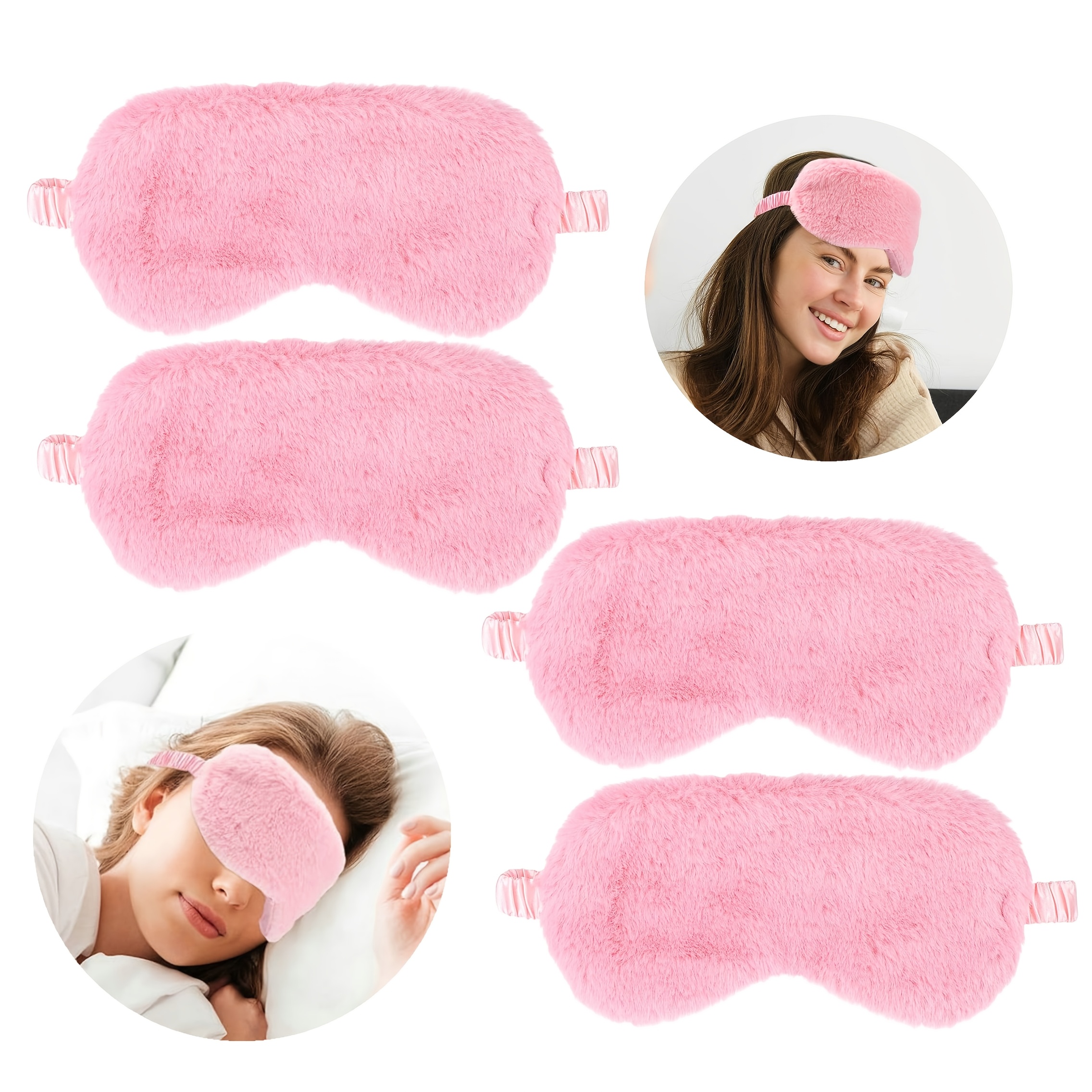 4pcs Soft Plush Sleep Masks – Comfortable Faux Fur Eye Covers For , Breathable & Lightweight, Perfect For Travel, , And Gifts (pink), Sleep Eye Mask