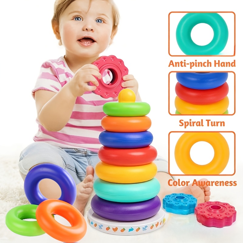 8pcs Spinning Sensory Stacking Rings for Babies