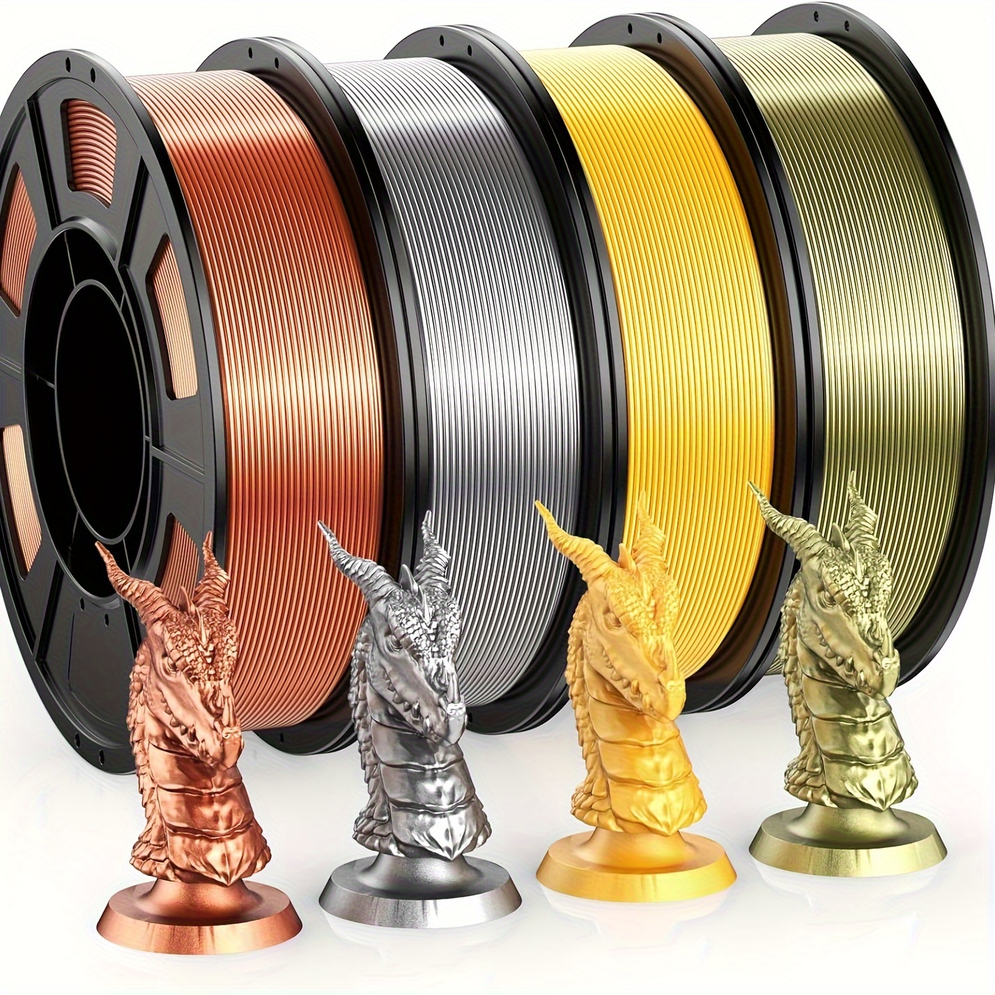 

3d Printer Filament Bundle 200g X 4 Spools, 1.75mm Pla Filament 3d Printing Material, Color Golden/red Bronze/bronze/silver, Pla Filaments For Most Fdm 3d Printers