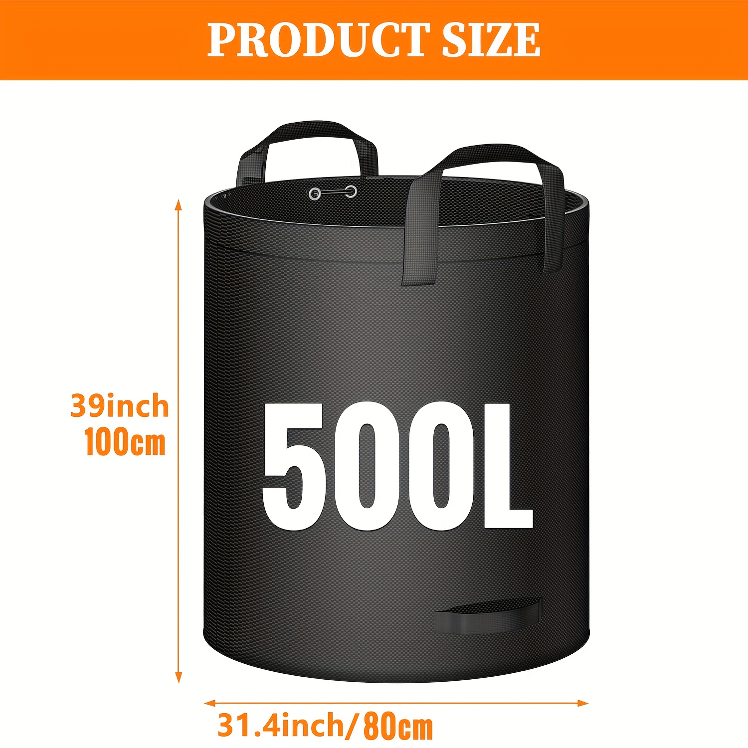 Image of 500 Liter Large Garden Garbage Bag, Garden Bag With Handle, Self-supporting, Leaf Bag, Durable, Corrosion-resistant, Suitable For Garden Garbage