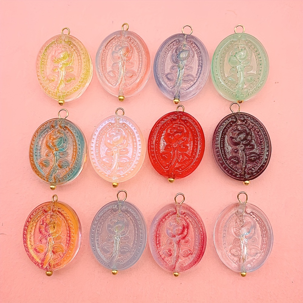 

20pcs Random Mixed Color Vintage Flower Sign Glass Pendant Combination