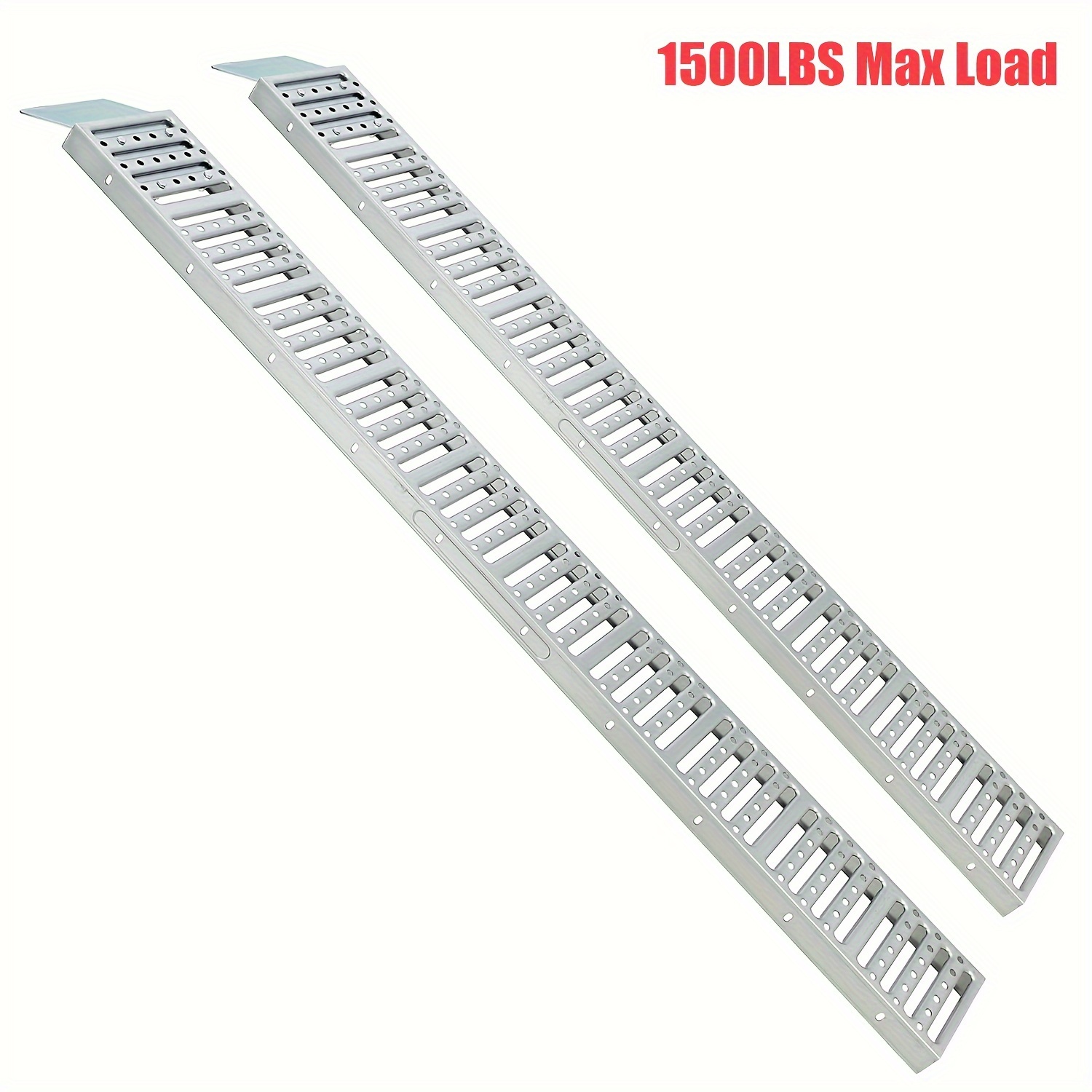 

Set Of 2, 72" L X 9" W , Anti-slip Ramp, Silver Color, Total Weight Capacity 1500 Lbs, Anti-slip Metal Ramp Motorcycles, Bicycles, , Lawnmowers, Tractors (2pcs)