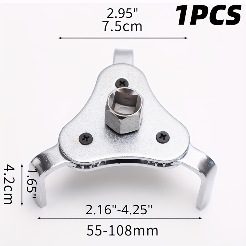 E-shop 1 Stück, verstellbarer Ölfilter-Schraubenschlüselsatz, 2-1/2 Zoll bis 4-5 1/0 Inch, 3-Klauen-Werkzeug für Autos Motorräder zum Demontieren von