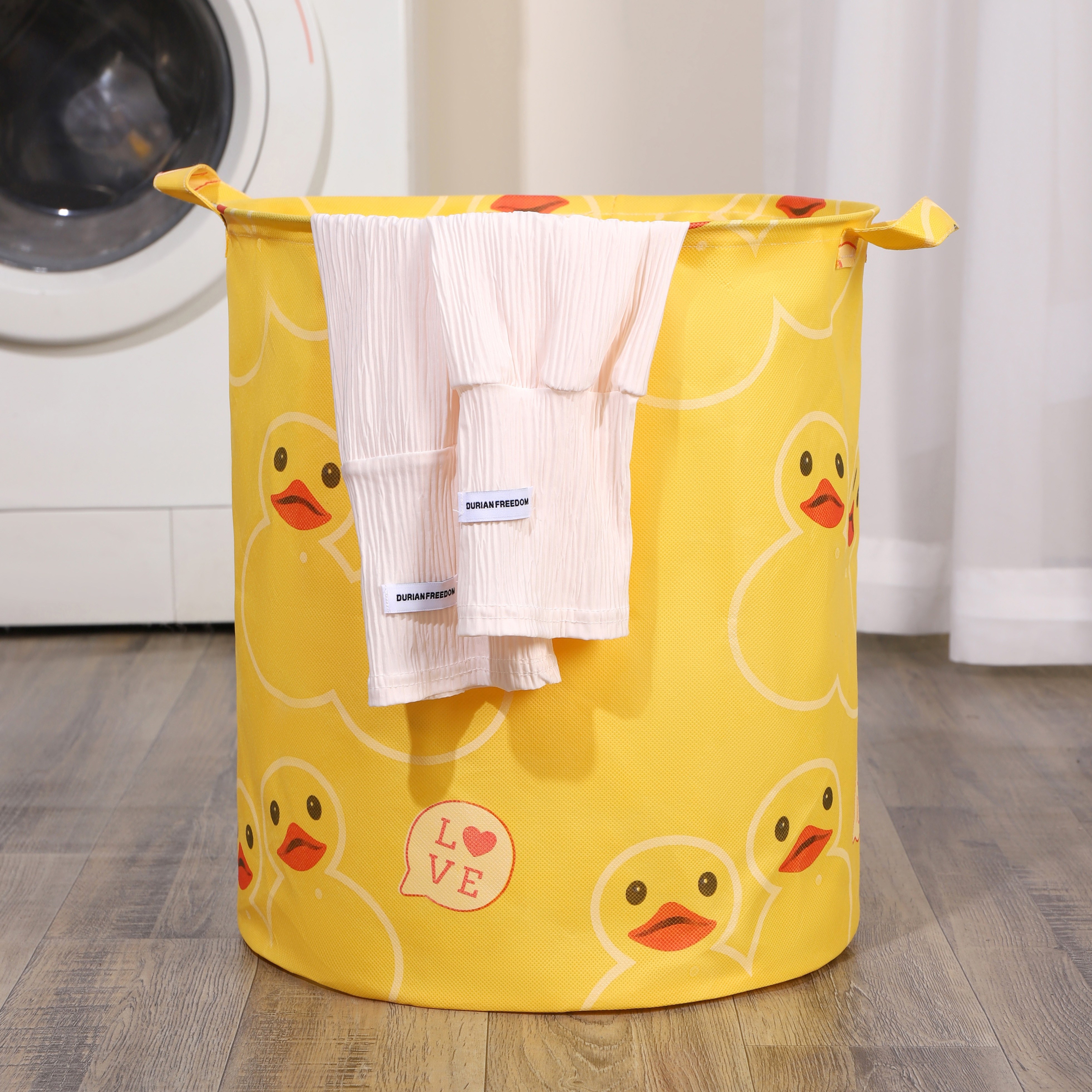 

1pcs Glam Style Waterproof Cloth Laundry Basket With Handles, Elongated Storage Organizer For Clothes, Toys, And Sundries For Bedroom