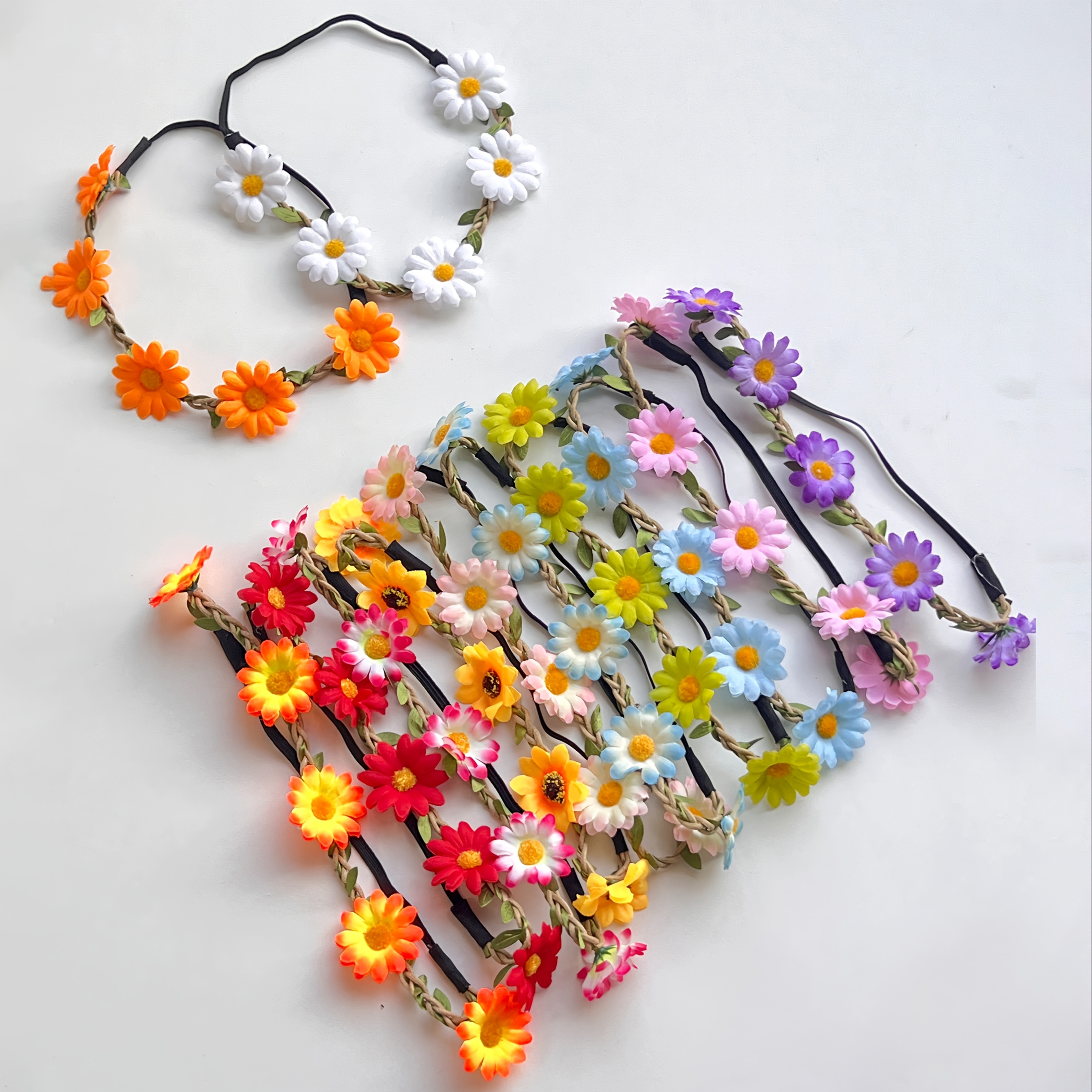 E-shop 12-teiliges Valentinstag-Kranz-Set, böhmische Gänseblümchen-Sonnenblumen-Haar-Accessoires, Hof-Garten-Party-Kranz, Hochzeits-Braut-Kopfschmuck,