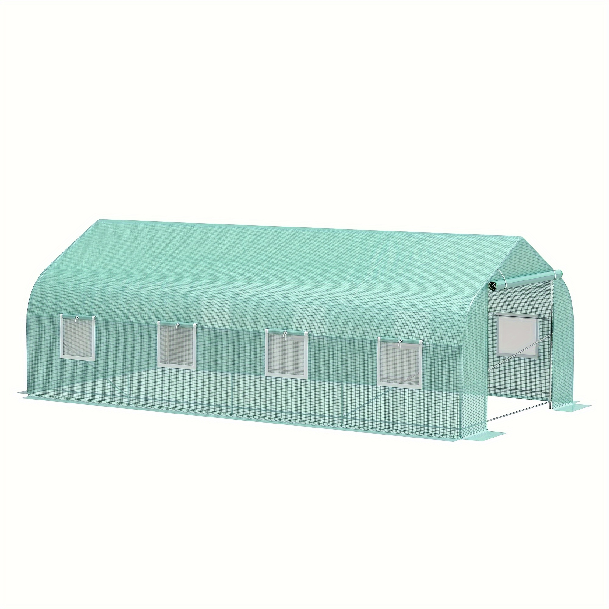 

Outsunny 20' X 10' X 7' Outdoor Walk-in Greenhouse, Tunnel Green House With Roll-up Windows, Zippered Door, Pe Cover, Heavy Duty Steel Frame