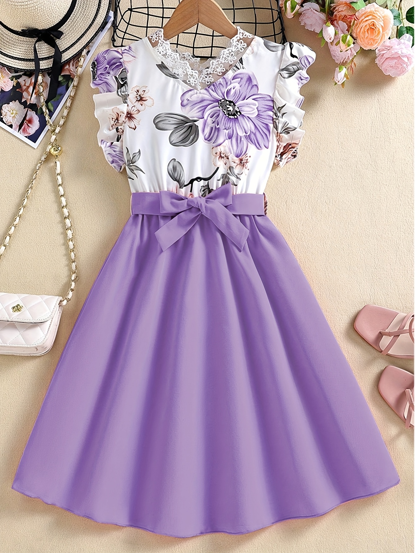 dress for kids girls purple sold on Temu United States