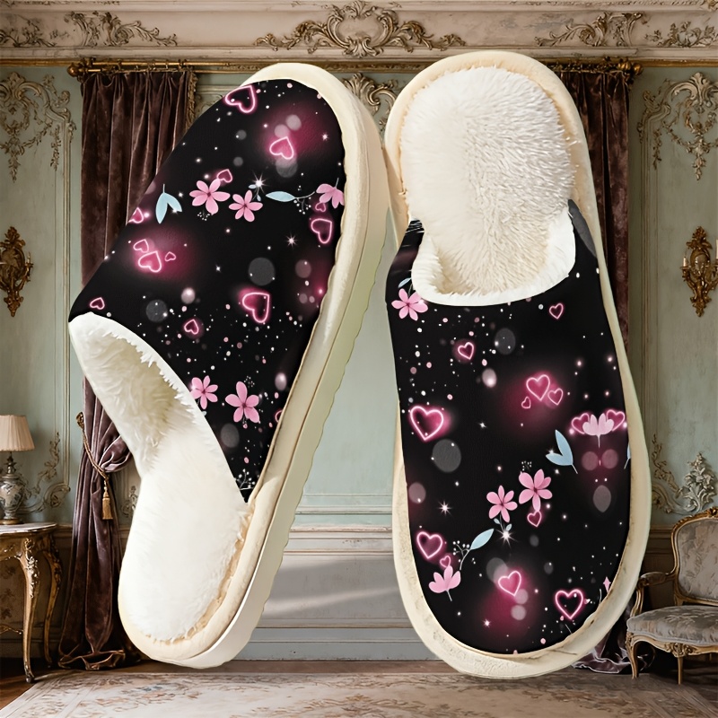 TEMU Cute Plush Couple Slippers For Men And Women, Four-season Thick Sole Indoor House Shoes, Elegant French Style Gift, Perfect For Family