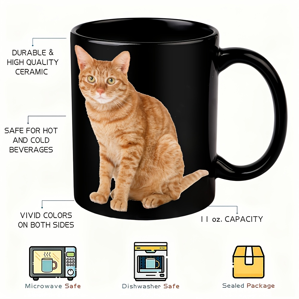 TEMU 1pc Cute Coffee Mug - Adorable Ginger Face, For Office & Home Use, Ideal Gift Suitable For Cat Enthusiasts, Birthdays, Housewarming (drinkware)