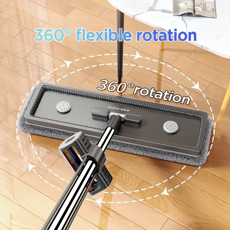 flat mop and collapsible bucket set stainless steel handle 6 washable microfiber pads foldable room bedroom bathroom floor cleaning details 4